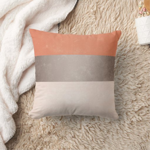 Coral Gray Broad Stripes Throw Pillow | Zazzle