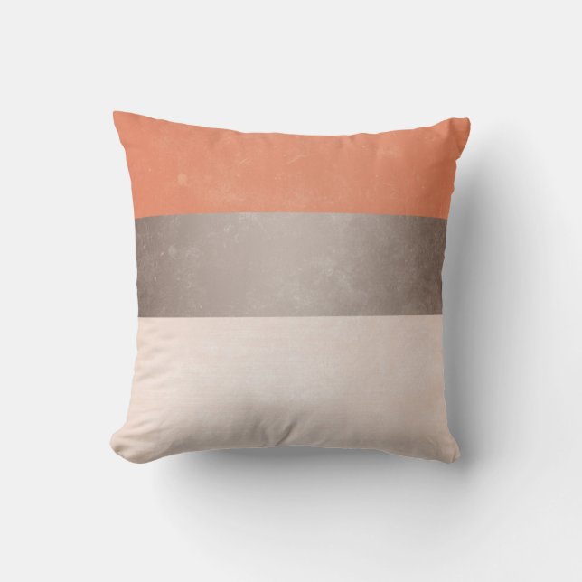 Coral Gray Broad Stripes Throw Pillow (Front)