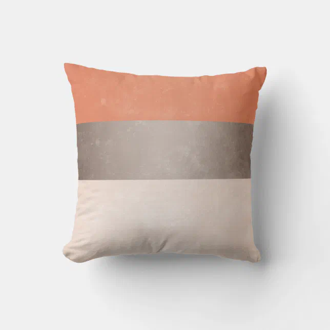 Coral Gray Broad Stripes Throw Pillow | Zazzle