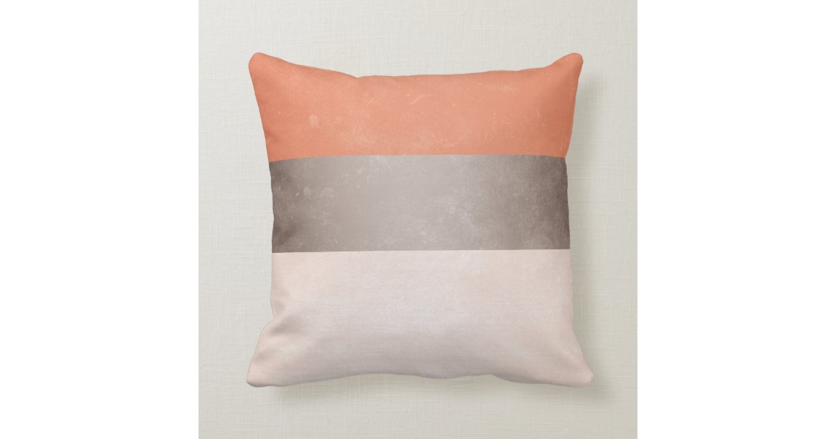 Coral Gray Broad Stripes Throw Pillow