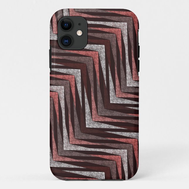 Coral, gray, brown zigzag pattern. Case-Mate iPhone case (Back)