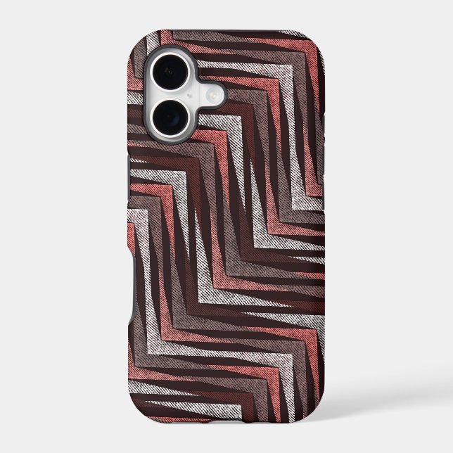 Coral, gray, brown zigzag pattern. Case-Mate iPhone case (Back)