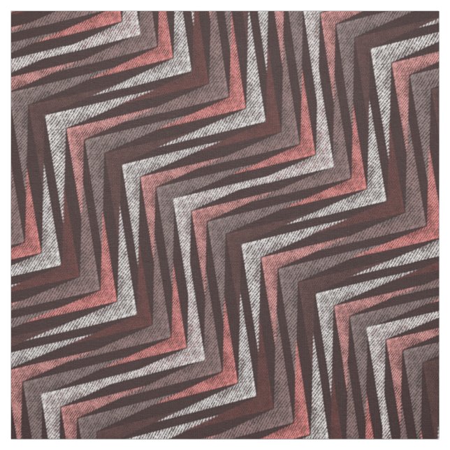 Coral, gray, brown zigzag pattern.  fabric (Swatch)