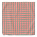 Coral Gray Checker Diamond Pattern Bandana