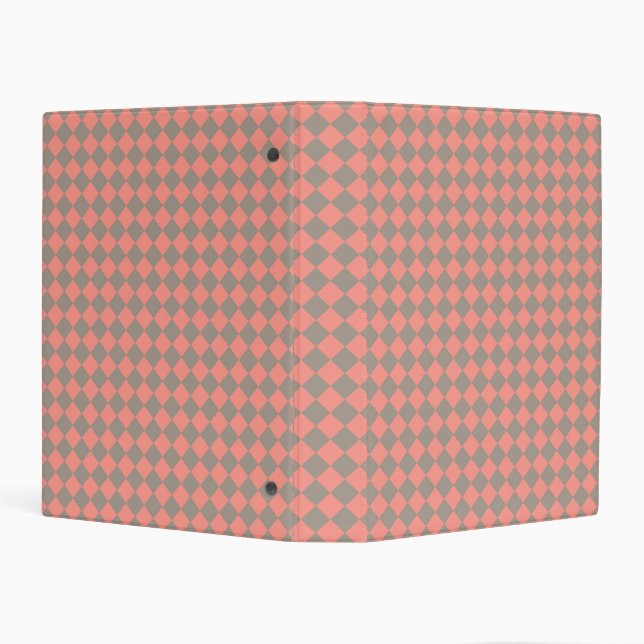 Coral Gray Checker Diamond Pattern Mini Binder (Background)