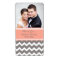 Coral Gray Chevron Photo Wedding Labels