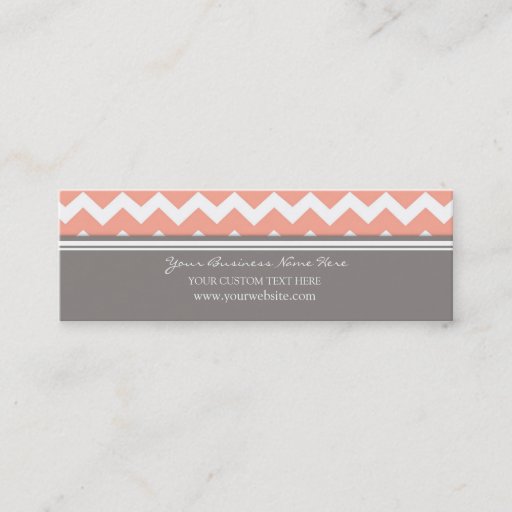 Customizable Coral Gray Chevron Retro Business Cards