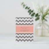 Coral Gray Chevron Retro Business Cards (Standing Front)