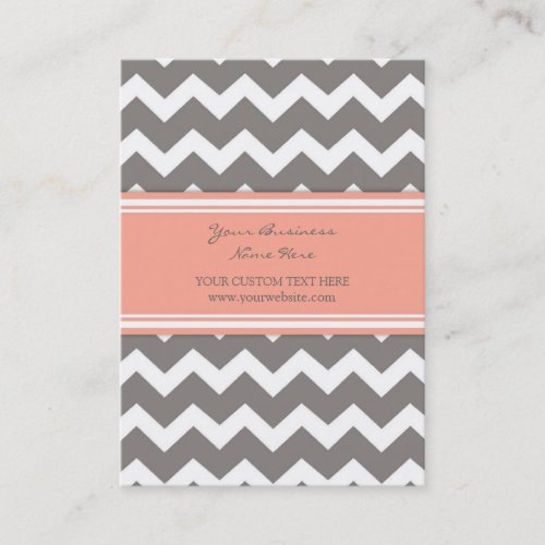 Coral Gray Chevron Retro Business Cards