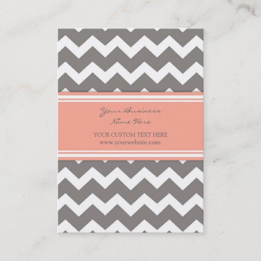 Customizable Coral Gray Chevron Retro Business Cards
