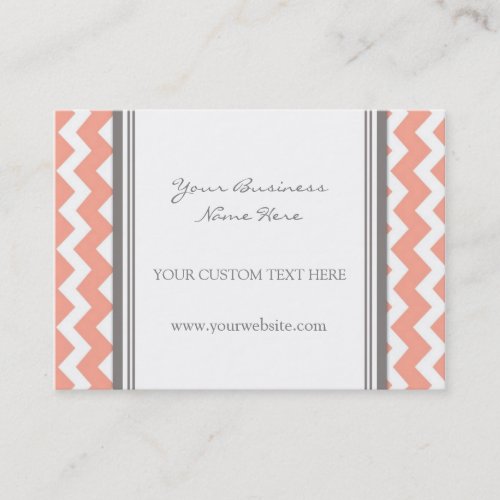Coral Gray Chevron Retro Business Cards