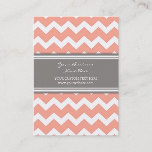 Coral Gray Chevron Retro Business Cards