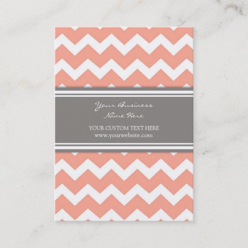 Customizable Coral Gray Chevron Retro Business Cards