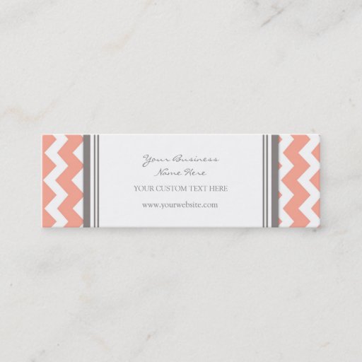 Customizable Coral Gray Chevron Retro Business Cards