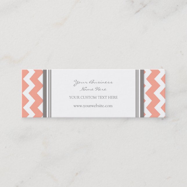 Coral Gray Chevron Retro Business Cards (Front)