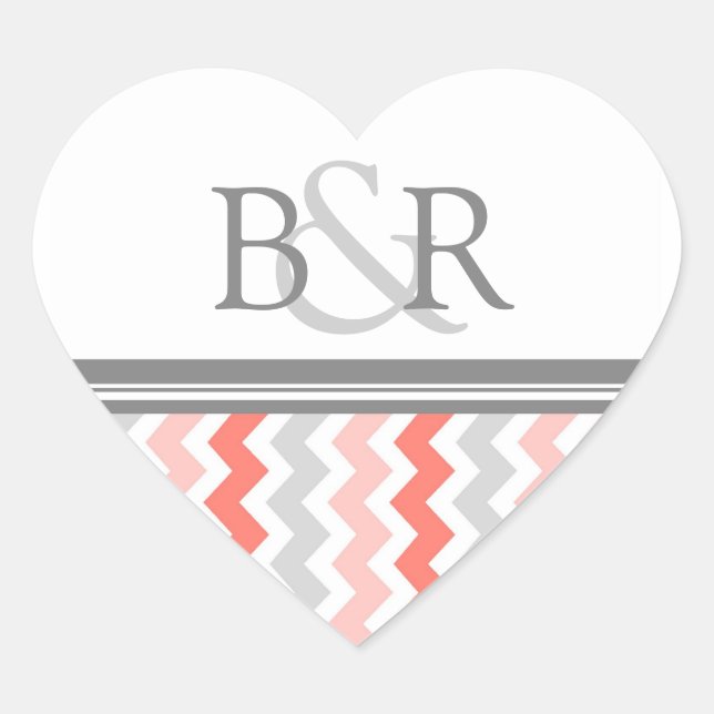 Coral Gray Chevrons Monogram Envelope Seal (Front)