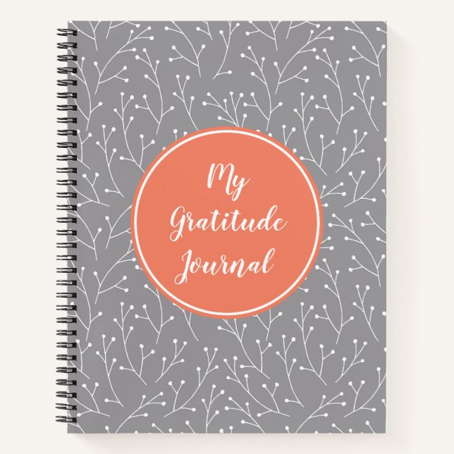 Coral & Gray Custom Gratitude Journal (Front)