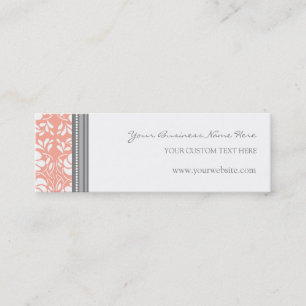 Coral Gray Damask Business Cards