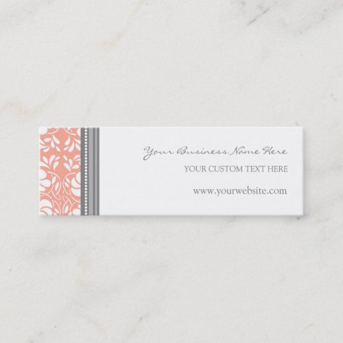 Coral Gray Damask Business Cards