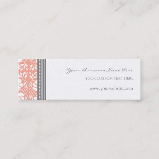 Customizable Coral Gray Damask Business Cards
