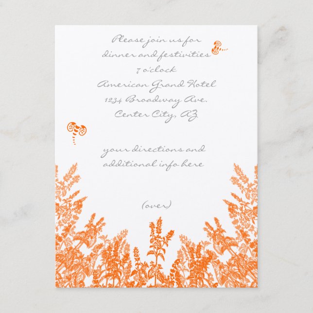Coral & Gray Flower Bee Enclousure Card (Front)
