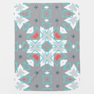 Coral Gray Mandala Pattern   Geometric Floral Boho Baby Blanket