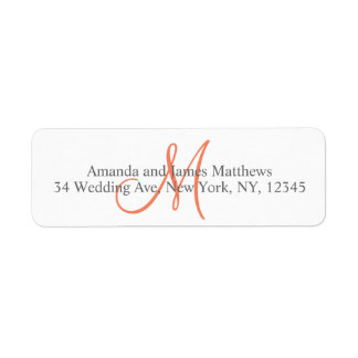Coral Gray Monogram for Weddings Label