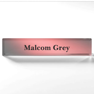 Coral & Gray moonlight ombre effect  Desk Name Plate