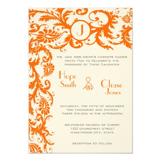 Orange And Grey Wedding Invitations 9