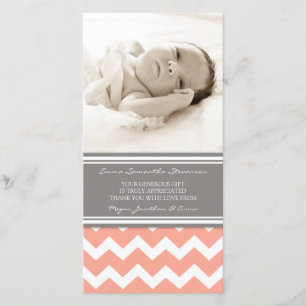 Coral Gray Thank You Baby Shower Photo Cards