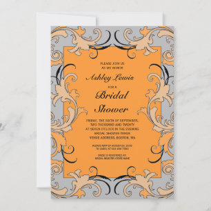 Coral Gray Victorian Bridal Shower Invitation