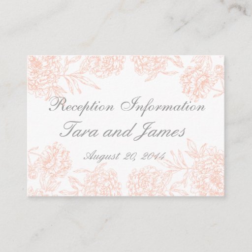 Customizable Coral Gray Vintage Wedding Reception Insert Card Business Card Template