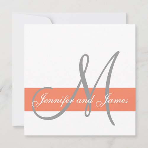 Orange Grey Wedding Invitation | Monogram Names