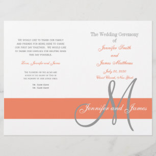 Coral Gray Wedding Program   Monogram