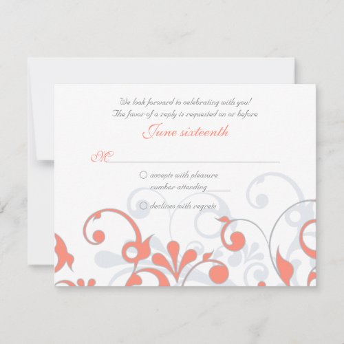Abstract Floral Wedding Response Card Personalized Invites