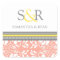 Coral Gray Yellow Monogram Envelope Seal