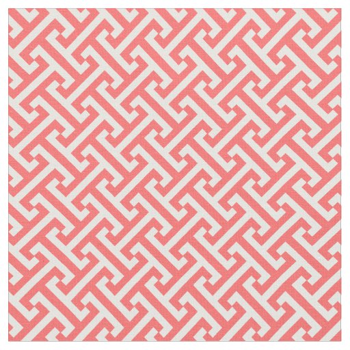 Coral Greek Key Pattern Fabric