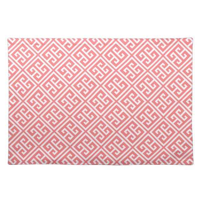 Coral Greek Key Pattern Placemat (Front)