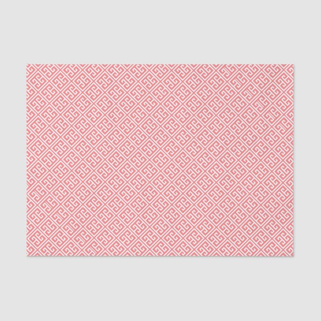 Coral Greek Key Pattern Tissue Paper (Front)