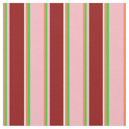 Coral, Green, Light Pink, Dark Red & Mint Cream Fabric