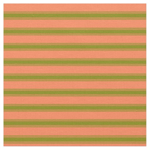 Coral & Green Lines/Stripes Pattern Fabric