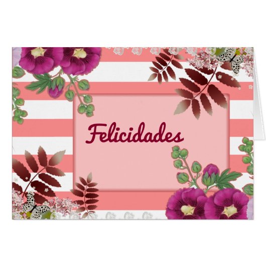 Coral greeting card and greetings flowers (Front Horizontal)