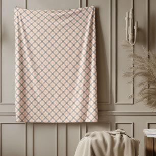 Coral Grey Checkered Blanket for Couch or Bed