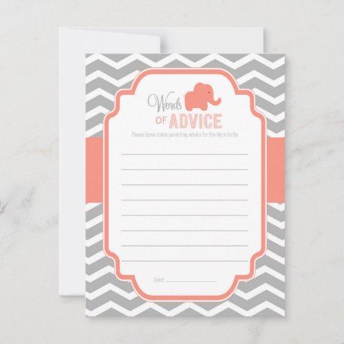 Coral Grey Chevron Elephant Baby Shower Advice