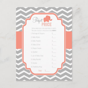 Coral Grey Chevron Elephant Perfect Price Game Postcard
