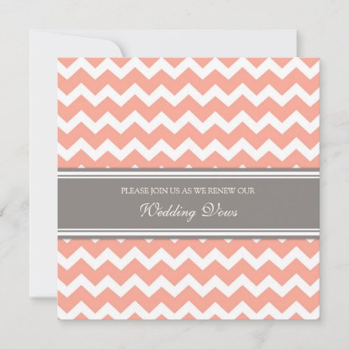 Coral Grey Chevron Wedding Vow Renewal Invitations