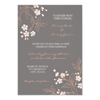 Coral Grey Wedding Invitations 9