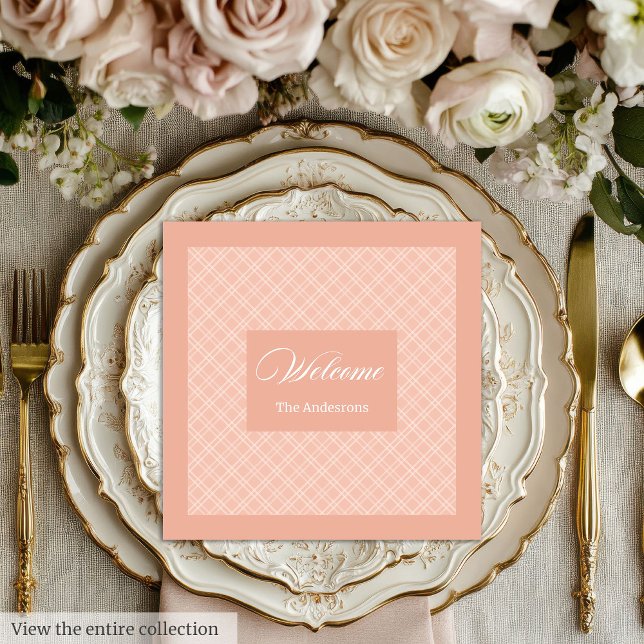 Coral Grey Napkins Personalized Classic Tableware (Coral Grey Napkins Personalized Classic Tableware)