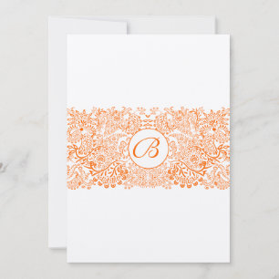 Coral Grey Whimsical Love birds Wedding Invitation