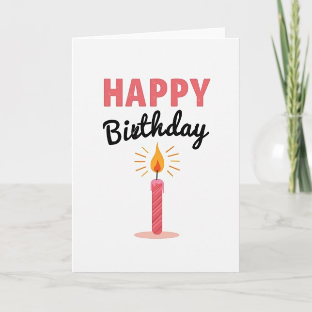 Coral Happy Birthday Sparkle Card (Front)